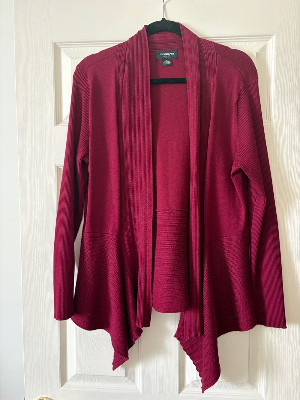 Liz Claiborne Raspberry Open-Front Draped Cardigan